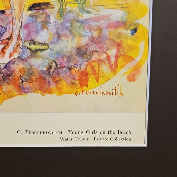 Colorful Beach Scene Art Print - "Young Girls On The Beach - Terechkovitch - Picture 8 of 10